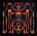 UUN(C)-3, 11 x 11, 2014, ink on japanese fiber - relief print, chine collé, cotton fiber